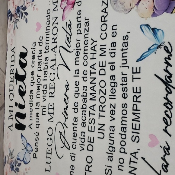 255- A Mi Querida Nieta De Tu Abuela Throw Blanket Motivational Words NWT - Picture 2 of 5
